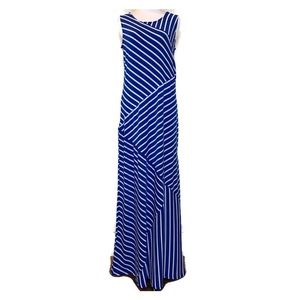 Nina Leonard Striped Stretch Tank Maxi Dress  M